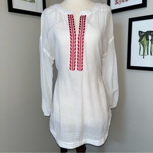 π Boho Embroidered Sheer Tunic Blouse / Cover-Up